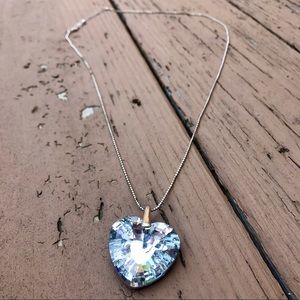 4/$25 - Heart Sparkle Fancy Long Silver Necklace
